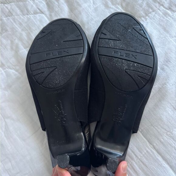 LifeStride Teller Black Peep Toe Slingback Women’s 7M Comfort Shoes 3.5” Heel - Picture 2 of 15